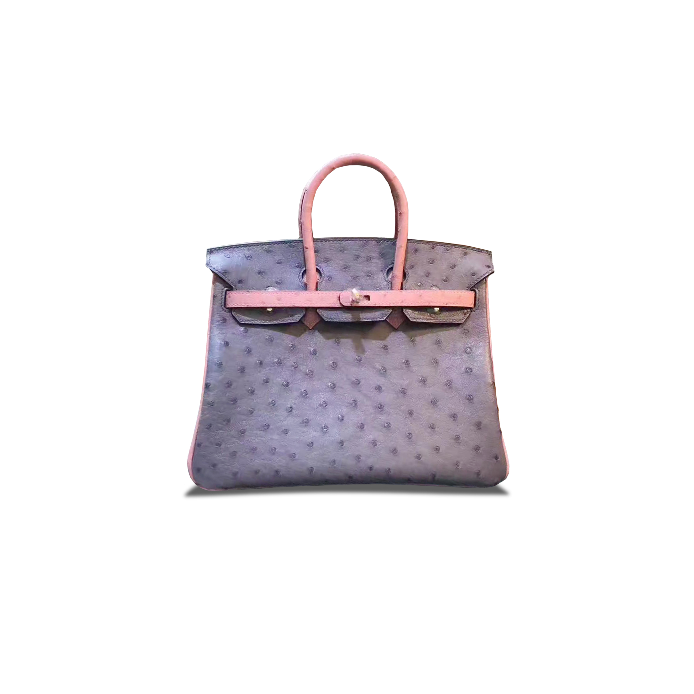 HERMÈS MASTER BIRKIN 25 OSTRICH LEATHER IRIS PURPLE AND CERAMIC PINK GOLD BUCKLE H041944CK58 (25*20*13cm)